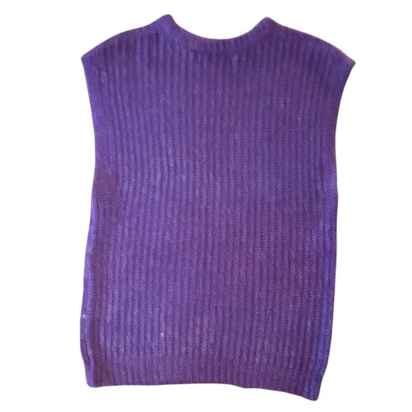 Vintage Cassidy Purple Sleeveless Sweater Vest Silk Angora Lambswool Blend M - Picture 2 of 6